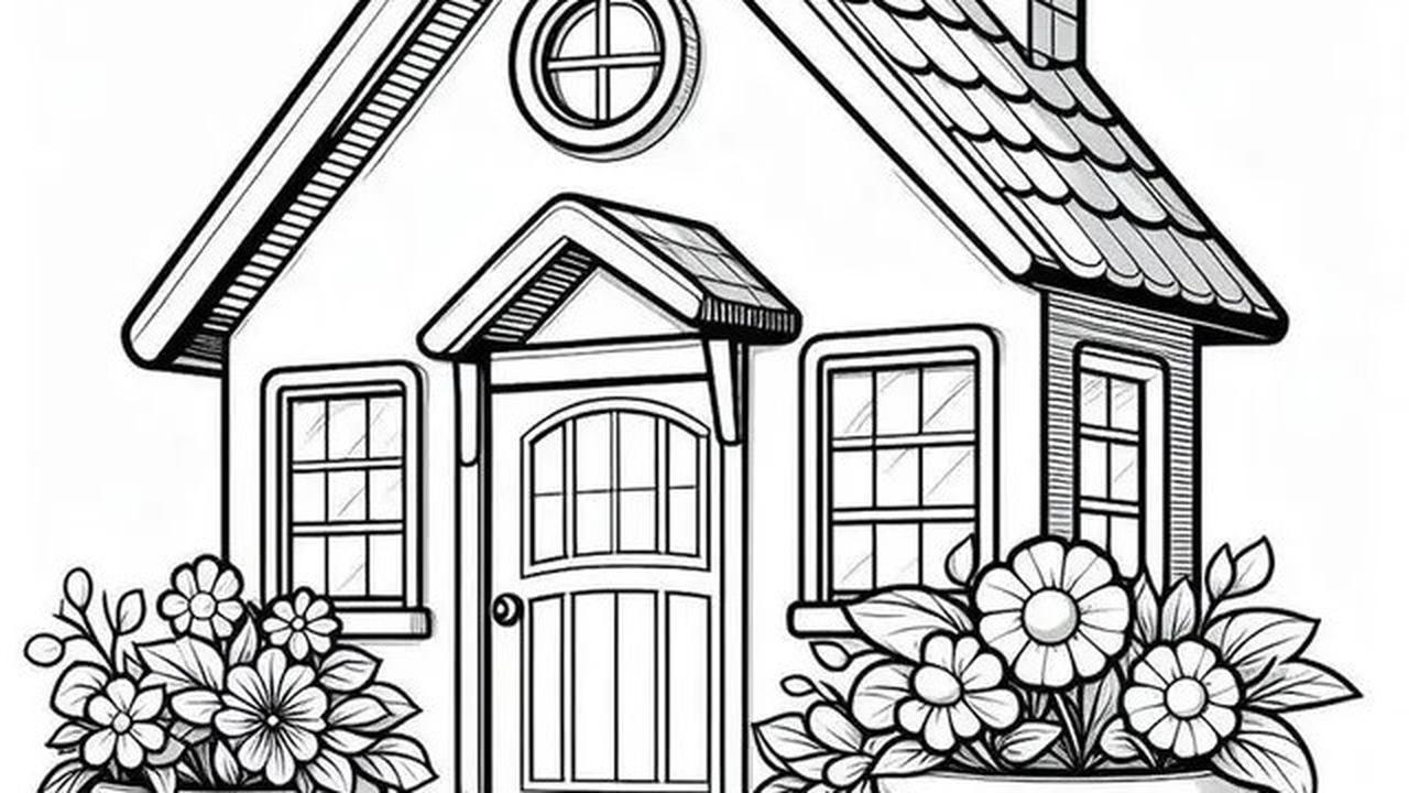 Ilustrasi Rumah Hitam Putih