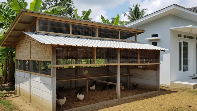 Ide Kandang Ayam Semi Terbuka dengan Ventilasi Maksimal di Samping Rumah Anti Bau