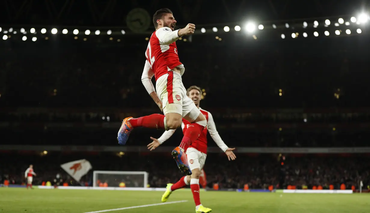 Gol Tunggal pemain Arsenal, Olivier Giroud mengantarkan timnya meraih poin penuh pada laga Premier League Boxing Day melawan West Bromwich di Emirates Stadium, (26/12/2016). (Action Images via Reuters/John Sibley)