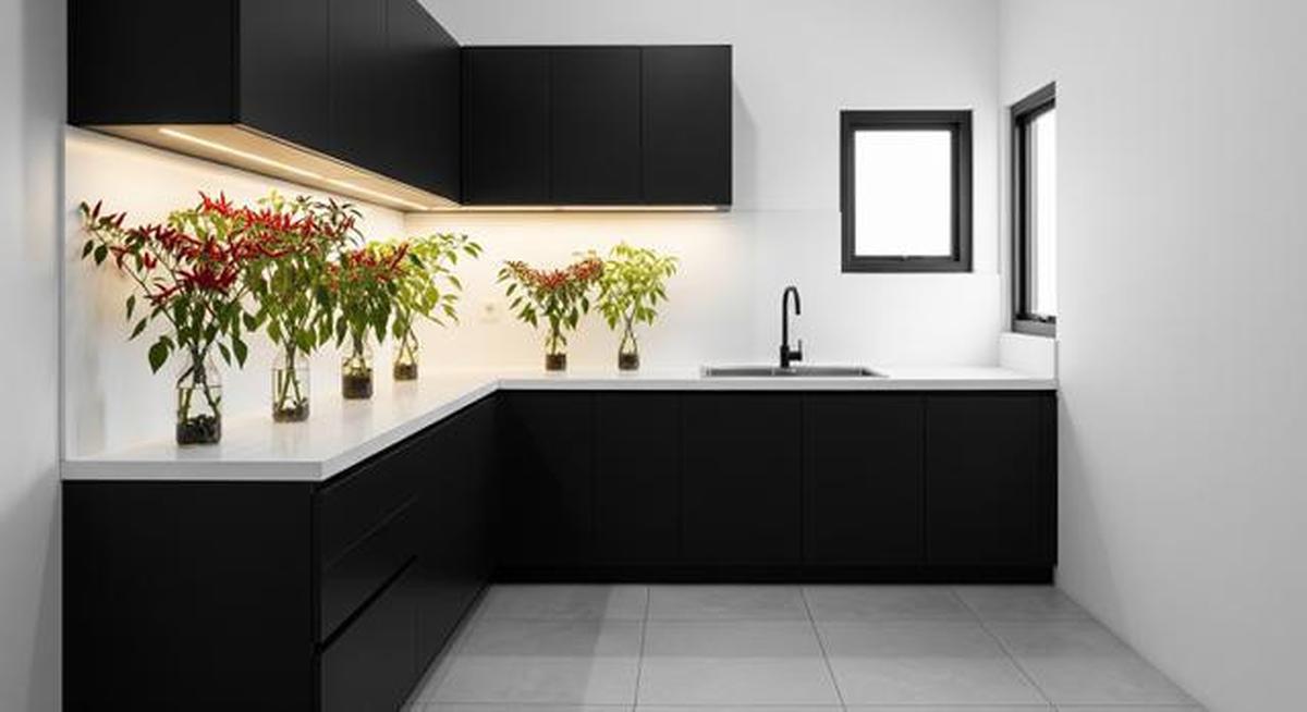 8 Model Dapur Minimalis Bentuk L dengan Tanaman Sayur di Botol, Estetik dan Fungsional
