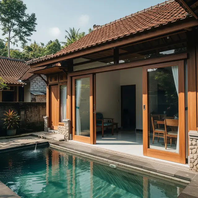 9 Contoh Rumah di Kampung Tapi Punya Kolam Renang Mini, Hunian Asri dan Modern