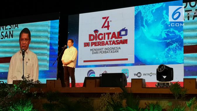 Menkominfo meresmikan peluncuran TV digital di Nunukan, Kalimantan Utara, Sabtu (31/8/2019).. (Liputan6.com/ Agustinus Mario Damar)