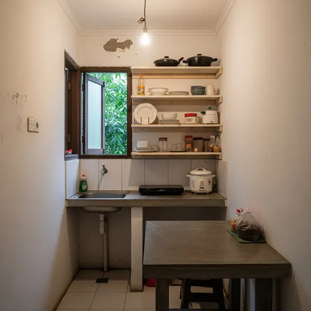 9 Model Dapur Rumah Kontrakan Sempit 1,5x2 Meter dengan Meja Cor Sederhana