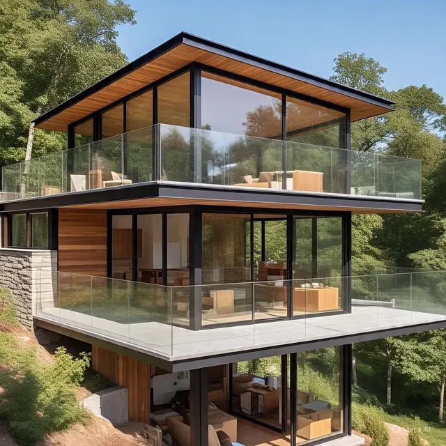 Model Rumah Scandinavian dengan Balkon Kaca