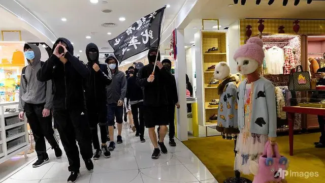 Aksi demonstrasi di Hong Kong pada hari Natal.