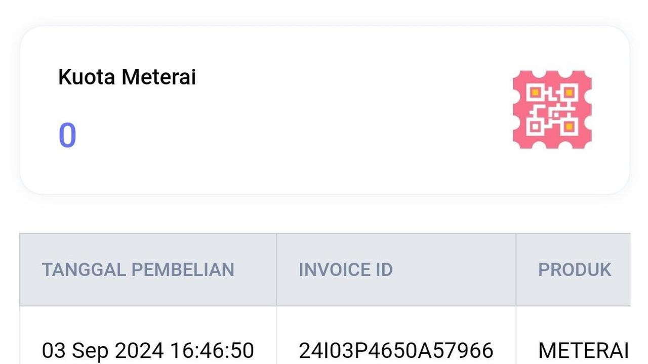 Stok e-materai kosong