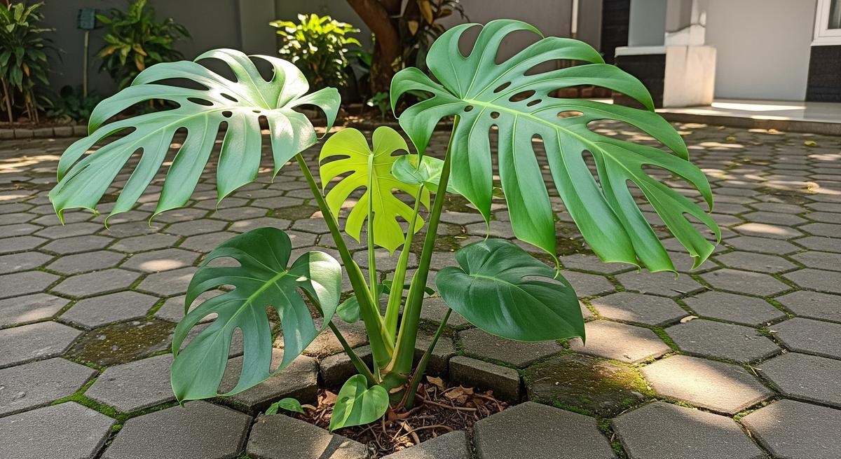 Monstera Deliciosa di Paving Halaman Rumah (Gemini AI)