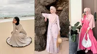 Tampil aesthetic ala Sashfir, bisa pilih ribbed knit maxi dress seperti yang dikenakannya pada potret ini. [@sashfir]
