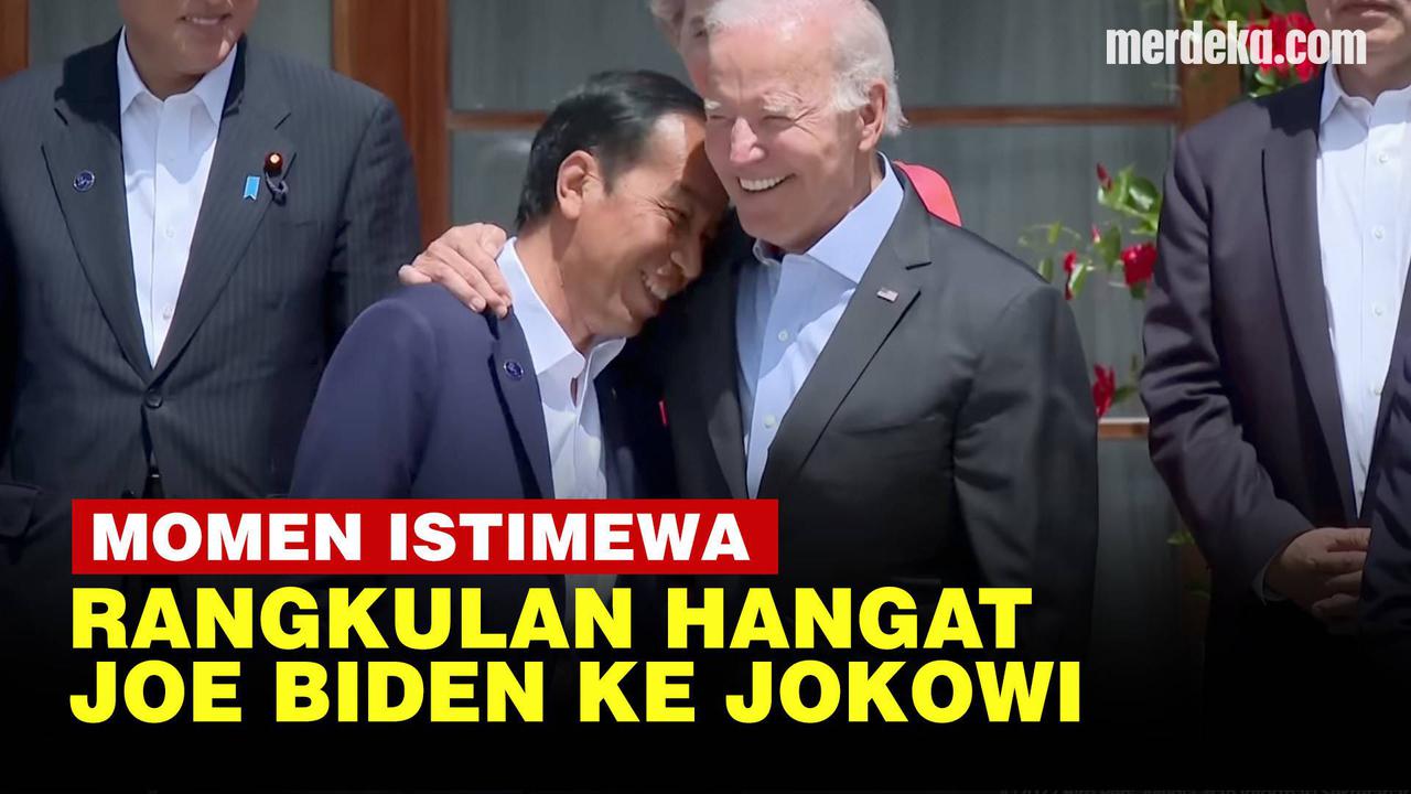 VIDEO: Momen Jokowi Sandarkan Kepala Dirangkul Joe Biden, Tertawa Bareng di KTT G7