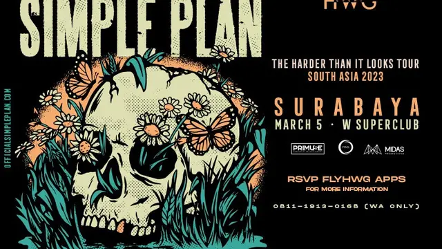 Simple Plan Akan Tampil di Surabaya dalam Acara HWG Event pada 5 Maret 2023 Mendatang.