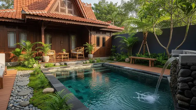 8 Inspirasi Desain Rumah Kampung Modern Plus Kolam Renang Ukuran 2x3 Meter