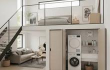 8 Desain Rumah Kecil Mezzanine dengan Area Laundry Tersembunyi di Bawah Tangga, Hemat Ruang & Rapi