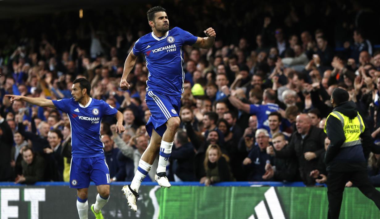 Diego Costa pemain kelahiran Brasil yang berpaspor Spanyol tampil bersama Chelsea sebanyak 42 kali dan mencetak 22 gol untuk tim London Biru pada musim 2016-2017. (AFP/Adrian Dennis)