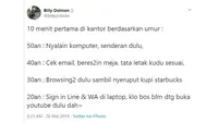 Beda Kegiatan Karyawan di Kantor 10 Menit Pertama Kerja Berdasarkan Umur