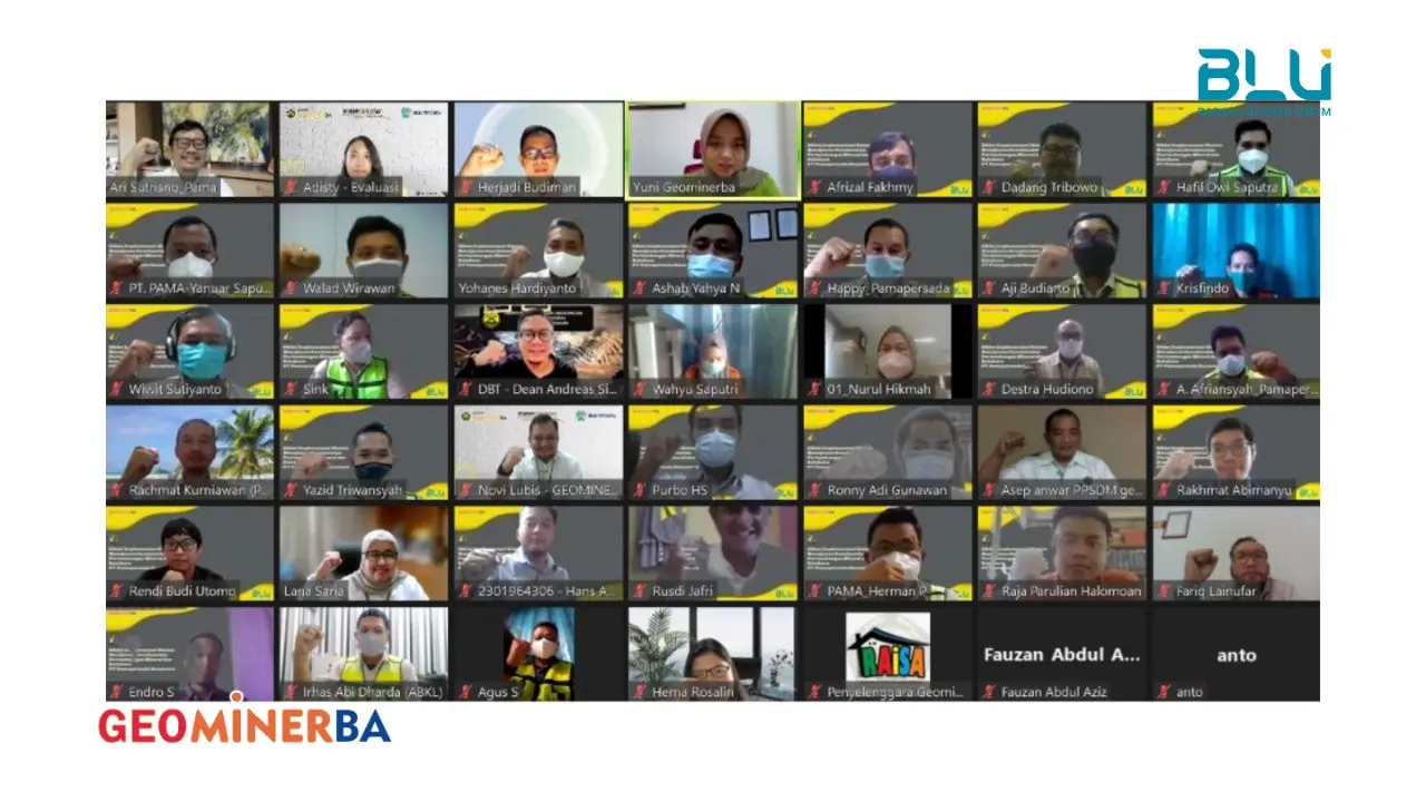 Peserta Pendidikan dan Pelatihan Implementasi Sistem Manajemen Keselamatan Pertambangan berbasis online.