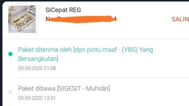 6 Nama Penerima Paket yang Ditulis Kurir dalam Status Pengiriman Ini Kocak