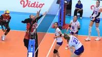 Setelah memetik kemenangan perdana pada putaran pertama pertama PLN Mobile Proliga 2024 atas Jakarta Livin' Mandiri saat tak diperkuat Megawati Hangestri, Jakarta BIN justru kalah di laga kedua atas juara bertahan, Bandung BJB Tandamata di GOR Amongrogo, Yogyakarta, Sabtu (27/4/2024) saat eks pemain Red Sparks tersebut bermain. Belum fit-nya sang bintang menjadi salah satu sebab kekalahan 1-3 (27-29, 25-16, 17-25 dan 18-25) tersebut. (Dok. PBVSI)