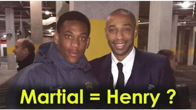 Video ini diunduh dari Youtube dan memperlihatkan kemiripan gol yang diciptakan oleh Anthony Martial striker Manchester United dengan Thierry Henry eks Arsenal.