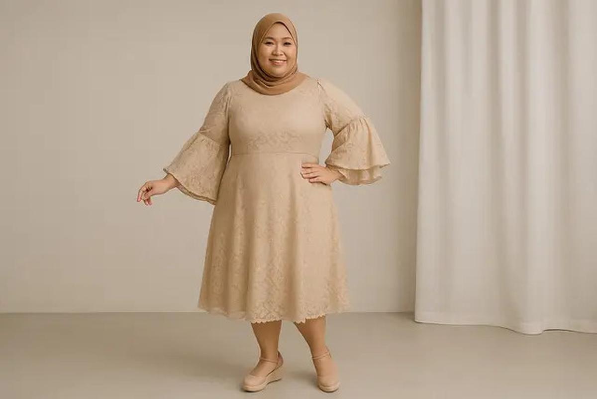 8 Model Dress Brokat untuk Orang Gemuk dan Pendek Berhijab, Pilih Ini Agar Terlihat Proporsional