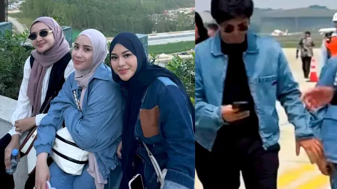 6 Gaya Kembar Denim on Denim Nagita Slavina dan Aurel Hermansyah saat ke IKN, Bikin Atta Halilintar Salah Gandeng