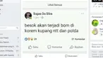 Seorang pemuda mengunggah status tentang ancaman bom di Mapolda NTT. Ternyata unggahan tersebut hanyalah lelucon iseng belaka. Pemuda tersebut akhirnya ditangkap polisi.