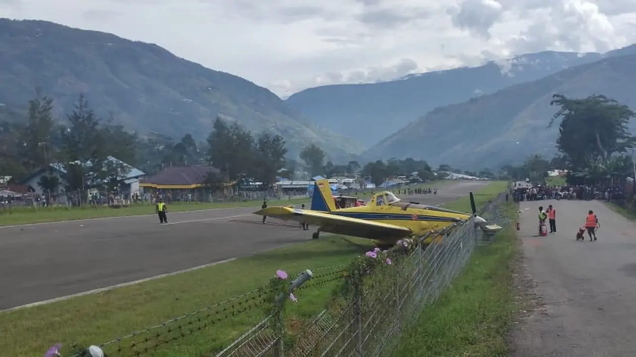 Pesawat Pelita Air tergelincir di Bandara Karubaga, Kabupaten Tolikara, Papua, pukul 09.15 WIT, Selasa (9/6/2020).