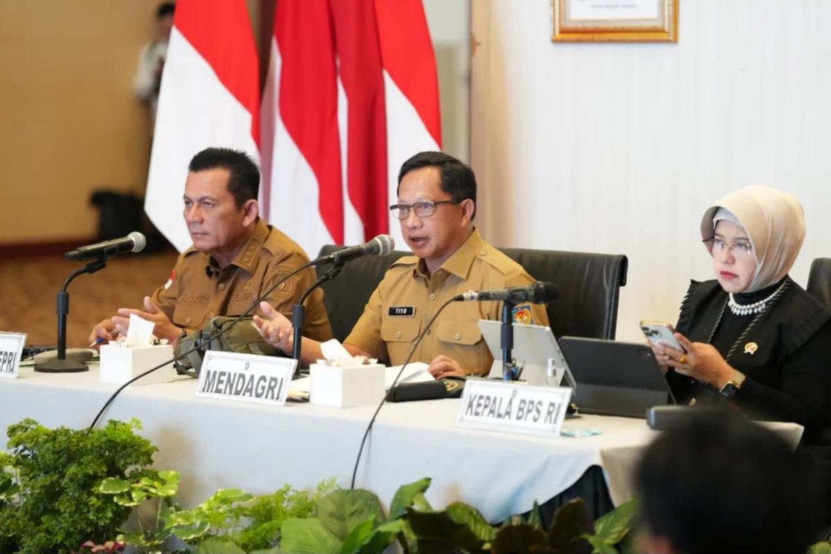 Mendagri Tito Karnavian saat Rapat Koordinasi Pengendalian Inflasi dan Kesiapan Pemda pada Perayaan Hari Raya Idulfitri