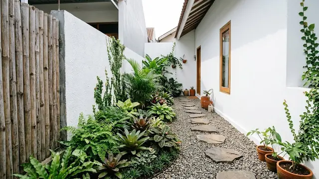 Taman Memanjang dengan Jalur Pijakan