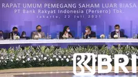 Press Conference Rapat Umum Pemegang Saham Luar Biasa (RUPSLB) BRI Tahun 2021 secara daring di Jakarta, Kamis (22/7).