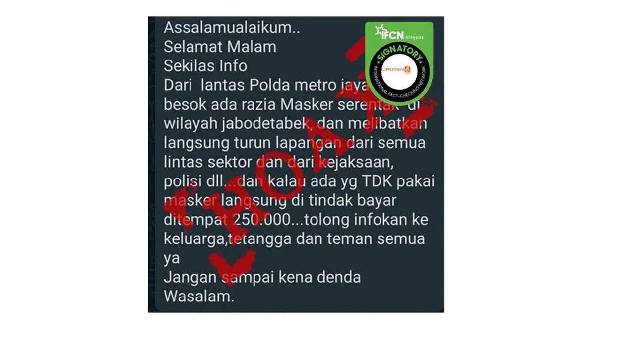 Cek Fakta razia masker Polda Metro Jaya