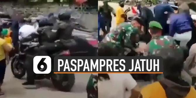 VIDEO: Antusias Emak-Emak Saat Presiden Kunjungan Buat Paspampres Jatuh dari Motor