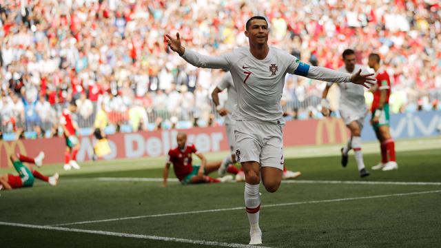 Selebrasi Ronaldo Usai Cetak Gol ke Gawang Maroko