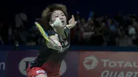 Tunggal putri Jepang, Akane Yamaguchi, menjuarai Indonesia Open 2019 setelah mengalahkan P.V. Sindhu dengan skor 21-15, 21-16. (Bola.com/Peksi Cahyo Priambodo)