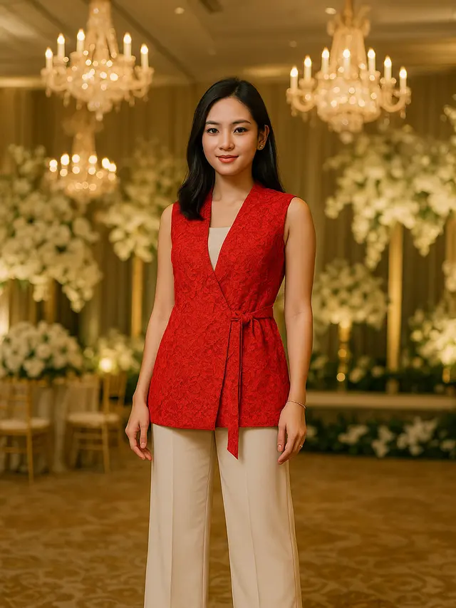 Model Cardigan Brokat Tali Samping