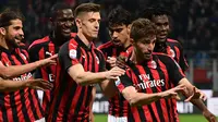 Fabio Borini mencetak gol untuk AC Milan pada laga melawan Bologna. (AFP/Miguel Medina)