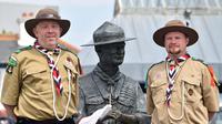 Patung penemu pramuka, Robert Baden-Powell, di Bournemouth, bagian selatan Inggris. (GLYN KIRK / AFP)