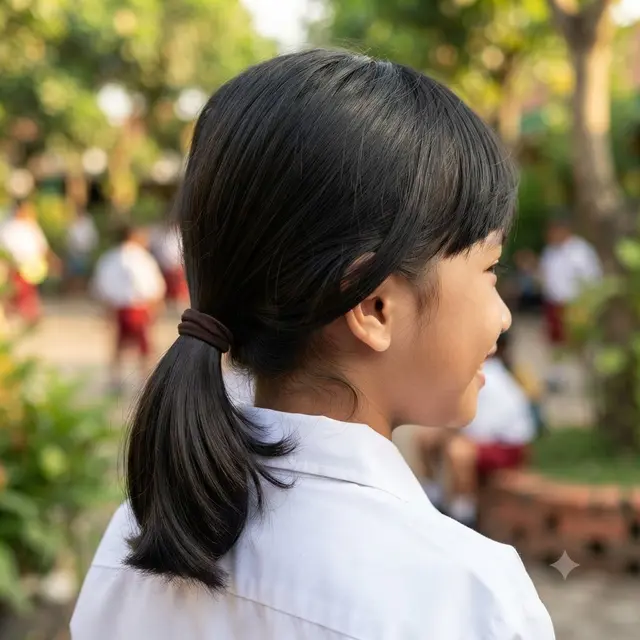 Model Kuncir Rambut Anak Sekolah untuk Rambut Pendek