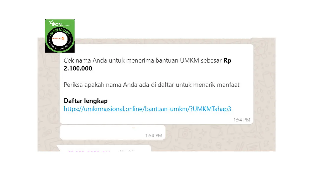 Cek Fakta Liputan6.com menelusuri informasi daftar penerima bantuan UMKM sebesar Rp 2,1 juta