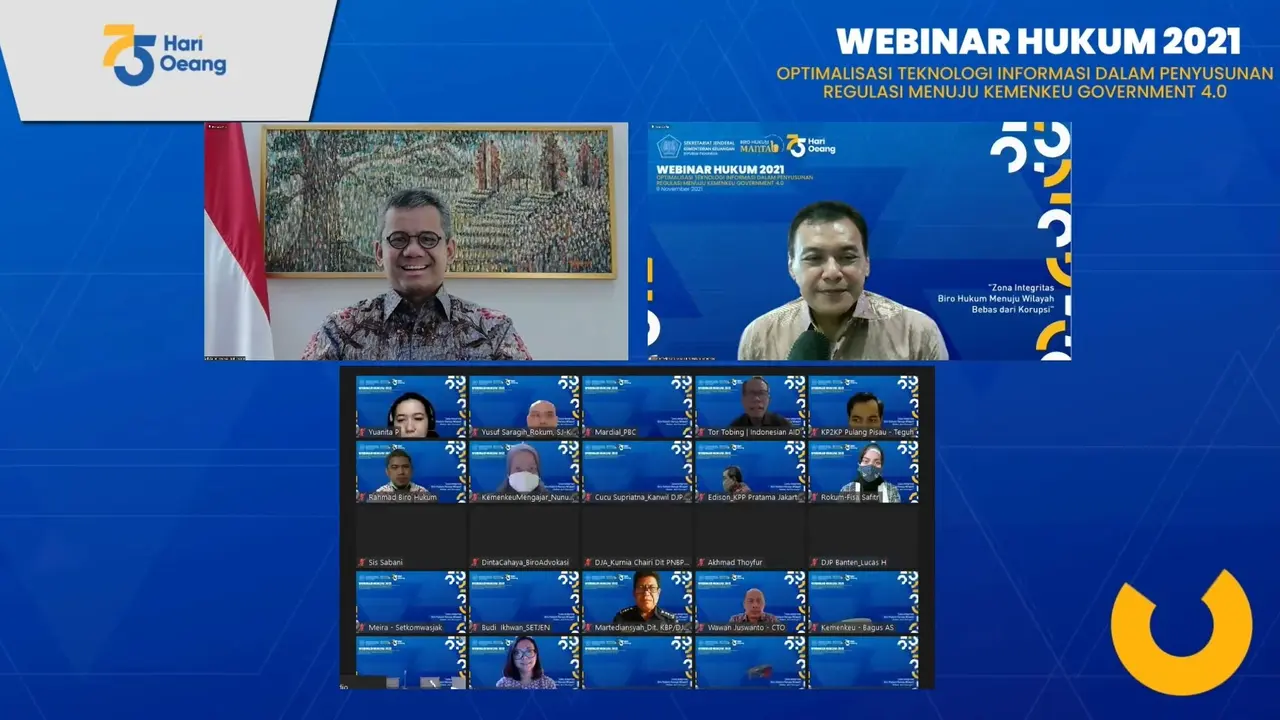 Wakil Menteri Keuangan (Wamenkeu) Suahasil Nazara dalam Webinar Hukum 2021 pada Selasa (9/11/2021) secara daring.
