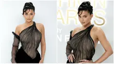 Foto kolase saat Kylie Jenner menghadiri CFDA Fashion Awards di Casa Cipriani, New York City, Amerika Serikat, 7 November 2022. (Dimitrios Kambouris/Getty Images/AFP)