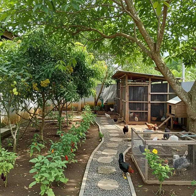 9 Desain Halaman Rumah Kombinasi Kebun dan Kandang Ayam, Solusi Urban Farming Estetik