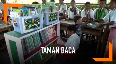 Melihat taman baca bagi anak sekolah dalam kondisi memprihatinkan. Aparat TNI yang bertugas di daerah perbatasan Indonesia-Timor Leste, membangun sebuah taman baca permanen.