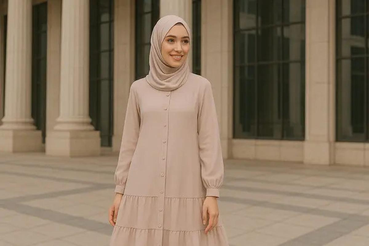 7 Pilihan Gamis Ruffle Layer Kekinian 2025, Tampil Lebih Stylish