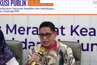 Ketua Badan Legislasi DPR RI Bob Hasan di Diskusi publik dan instalasi seni bertajuk Hari PRT Internasional 2025 di Komnas Perempuan, Jakarta. (Liputan6.com/Henry)