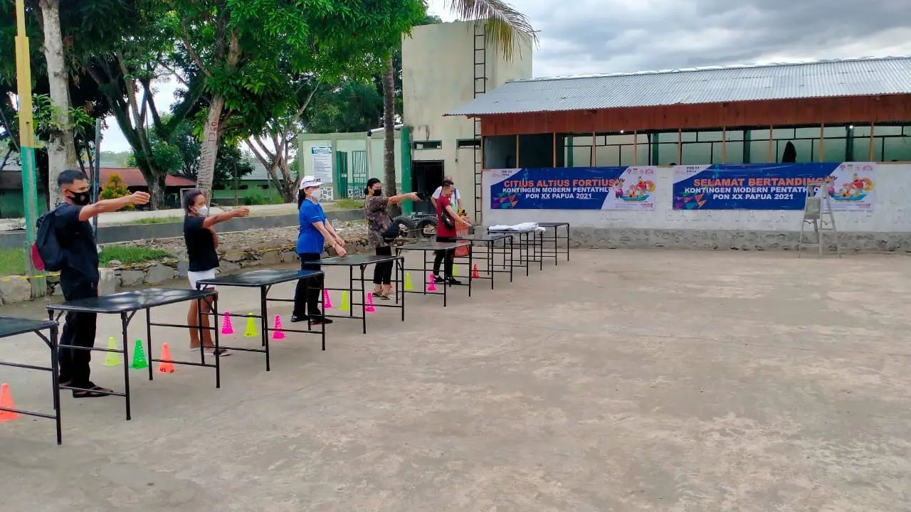 Persiapan Eksibisi Modern Pentathlon di PON XX Papua