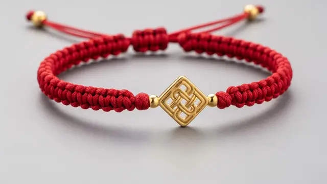 Gelang Tali Merah dengan Simpul Emas