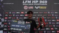 Ali Satya Mahendra saat jadi juara umum Grand Final LFN HP969 Road Race Championship 2023 di Sirkuit Karting Sentul, Bogor hari Minggu (31/12/2023). (Dokumentasi LFN HP969 Road Race Championship 2023)