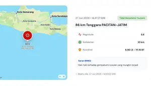 BMKG: Gempa Magnitudo 5,6 Guncang Pacitan