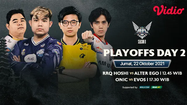 Link Live Streaming MPL Indonesia Season 8 Babak Playoff di Vidio Hari Ini, Duel Empat Tim Besar
