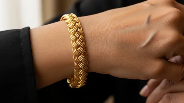 Model Gelang Emas Rantai Kepang Elegan untuk Usia 50 ke Atas